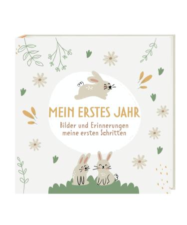 Huborns - Baby Album for the first year to 5 to glue photos and label photo album children with +50 pages and stickers original memory book baby photo album baby for baby shower gift German