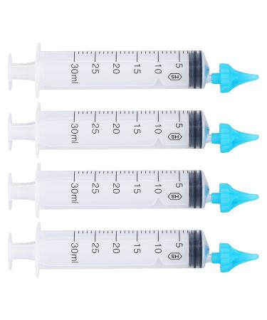 Ear Irrigation Syringe Flaredhead Ear Wax Syringe Portable 4pcs Soft Tip for for ChildrenAdult
