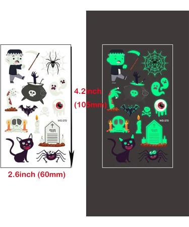 120 Styles Luminous Temporary Tattoos for Kids Party Supplies - Glow in the Dark Decorations & Birthday Favors - 20 Sheets Total with Halloween Stickers - Buy Online on SooperMarket.com