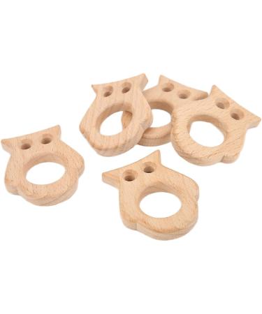 5Pcs Baby Teethers Owl Wooden Chewing Ring | Non-Toxic Robust DIY Jewelry Accessories & Baby Bite Stick - Buy Online on SooperMarket.com