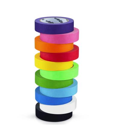 Craftzilla Colored Masking Tape  11 Roll Multi Pack  825 Feet x 1 Inch of Colorful Craft Tape  Vibrant Rainbow Colored Painters Tape  Great for Arts & Crafts, Labeling and Color-Coding