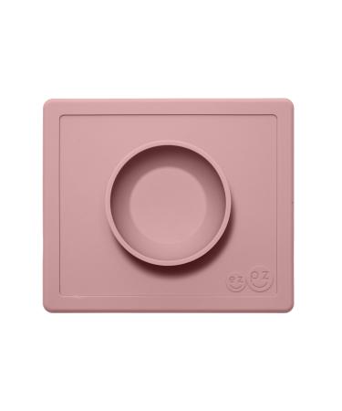 ezpz Happy Bowl (Blush) - 100% Silicone Suction Bowl with Built-in Placemat for Toddlers + Preschoolers - Dishwasher Safe Pink