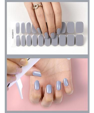 Kalolary 20PCS Gray Gel Nail Polish Strips: Full Wraps Self-Adhesive Stickers with File & Stick - UV/LED Lamp Required - Buy Online on SooperMarket.com