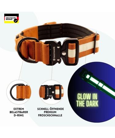 Teamwalk Premium Dog Collar - Magnetic Handle Light Strip Adjustable Soft Upholstery Robust Buckle Air Tag Bag - Rust Red Size M (4cm) - Buy Online on SooperMarket.com