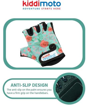 KIDDIMOTO Children's Fingerless Cycling Gloves for Boys & Girls - Floral Design - Size M (4-8 Years) - Perfect Kids Bike Gloves - Buy Online on SooperMarket.com