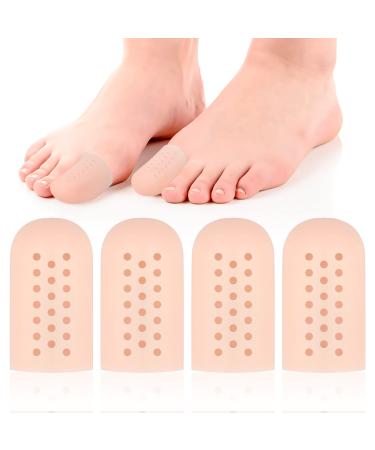 Doryum 5 Pair Big Toe Caps Protector silicone Toe Sleeves Breathable Toe Caps Toe Protectors with Holes for Relief from Missing or Corns Calluses Blister Ingrown Toenail and Reduce Friction (enude)