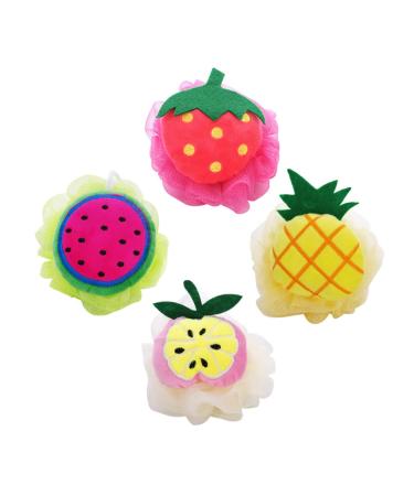 NOLITOY 4pcs Large Bath Ball Mesh Pouf Mesh Sponge Shower Ball Bath Flower Bath Wipe Cute