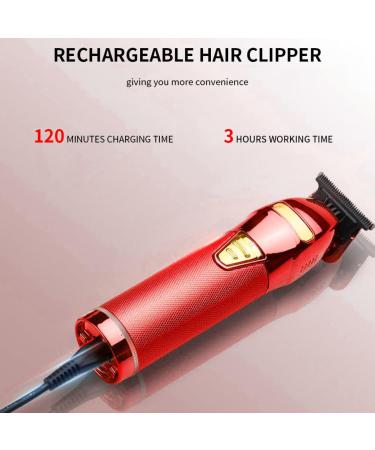 Hair Clippers USB Rechargeable Electric Beard Trimmer Barbers Hair Grooming Kit Red Metal Beard Trimmer - Buy Online on SooperMarket.com