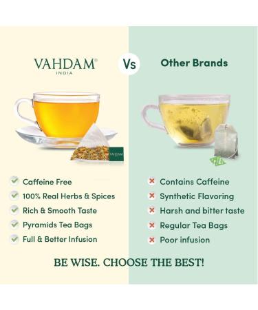 Vahdam Teas Turmeric Moringa Herbal Tea - Caffeine Free, 15 Infusion Bags (1.06 oz) - Buy Online on SooperMarket.com