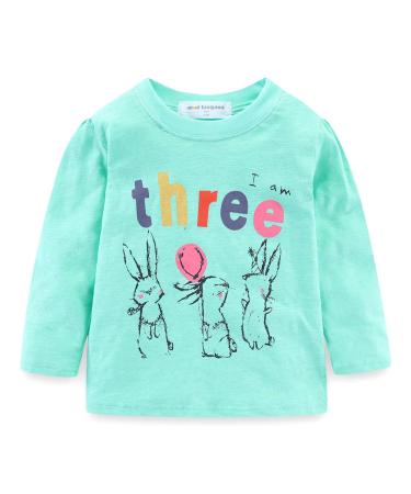Mud Kingdom Little Girls Boys Birthday Shirt Long Sleeve Cute Cartoon 3 Years Girls Green