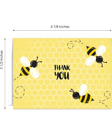 Sweet As Can Bee Thank You Greeting Cards / 24 Baby Shower Note Cards With White Envelopes / 4 Adorable Honeybee Thanks Designs/Made In Canada Yello White Black - Buy Online on SooperMarket.com