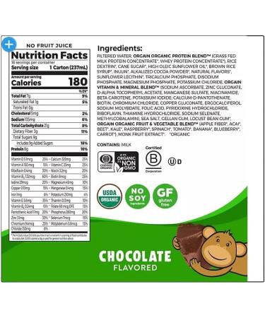 Orgain Kids Organic Grass Fed 8g Protein Nutritional Shake Chocolate 8.25 fl. oz. 244ml x 18 pk. - Buy Online on SooperMarket.com