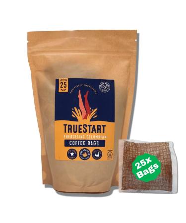 TrueStart Loose Coffee Bags Energising Colombian Arabica Quick Brew Biodegradable Bags in Recyclable Pouch (Pack of 1 Total of 25 Coffee Bags) Energising Colombian 25 Loose Bags (Pack of 1)