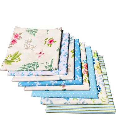 Flic-Flac 20x20 Inches Fat Quarter Cotton Quilting Fabric Bundle (8pcs Blue) - High Density Craft Printed Squares Patchwork Lint DIY Sewing - Buy Online on SooperMarket.com