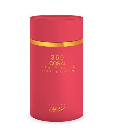 Perry Ellis Fragrances Perry Ellis 360 Coral for Women - 3-piece Gift Set Canister 3.4 Fl Ounce