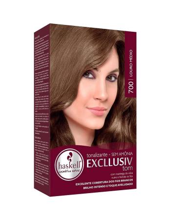 Haskell - Linha Excllusiv Tom - Louro Medio 700 (Bisnaga 40 gr + Frasco Aplicador 60 Ml + Sache 30 Gr) - (Medium Blond 700 (Tube Net 1.4 Oz + Applicator Bottle 2 Fl Oz + Sachet Net 1 Oz))