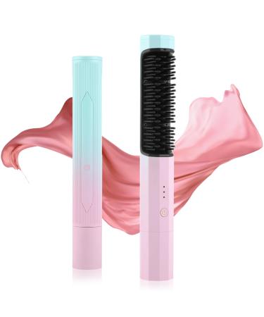 Hair Straightener Brush Portable Cordless Hair Straightener Comb 3 Temp Settings 40 Mins Working Time Auto-Off & Anti-Scald Hair Straightening Comb for Women
