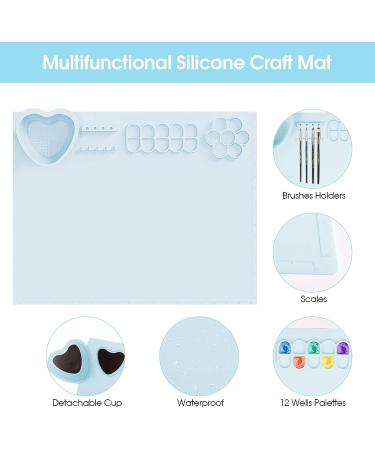 PJOETYONE 17PCS Silicone Craft Mat Set for Resin Casting and DIY Creations | Heat Resistant Blue Silicone Painting Mat for Art Clay - Buy Online on SooperMarket.com