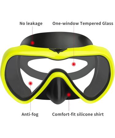 SwimStars Snorkel Set for Women and Men - Anti-Fog Comfortable Mask with Tempered Glass - Ideal for Swimming, Snorkeling, and Scuba Diving - Yellow - Buy Online on SooperMarket.com