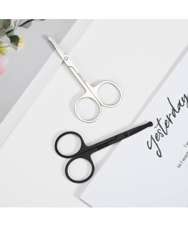 CXAFQ 2Pcs Professional Small Ear Nose Hair Scissors with Curved Safety Blades & Rounded Tip for Trimming Small Details Facial Hair Trimming Nasal Hair(Black) - Buy Online on SooperMarket.com