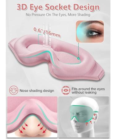 3D Contoured Sleep Mask for Women Men - 99% Blackout Eye Covers - Comfortable & Adjustable - Perfect for Travel and Lash Extensions - Pink - Buy Online on SooperMarket.com