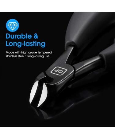 opove X5 Black Heavy Duty Toenail Clippers for Thick Ingrown Nails - Precision Nail Scissors with Super Sharp Curved Blade - Professional Grooming Tool - Buy Online on SooperMarket.com
