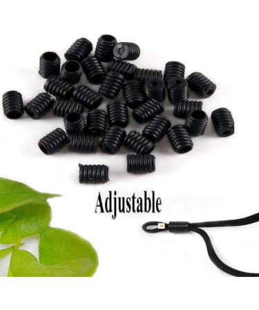 Black Adjustable Silicone Cord Locks - 100PCS | For Fixed and Removable Masks | Anti-Slip Rope Locks | Elastic Buckle Accessories - Buy Online on SooperMarket.com
