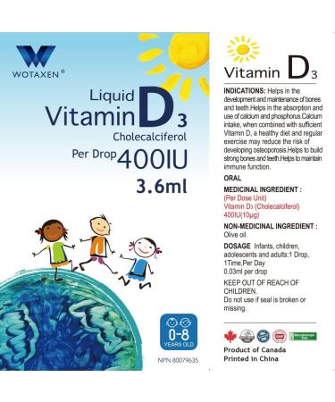 WOTAXEN Liquid Vitamin D3 400IU 3.6ml - Buy Online on SooperMarket.com