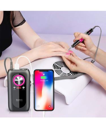 Bestidy Nail Drill Machine 30000rpm Professional Rechargeable Kit with Phone Power Bank - Gray - Buy Online on SooperMarket.com