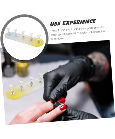 COOLHIYA 1 Set nail practice holder gradient rainbow nail stan training nail stands nail art organiser nail painting stand nail decor nail stands for nail art plastic Acrylic oval Yellow Blue 12.8x3.7cm - Buy Online on SooperMarket.com