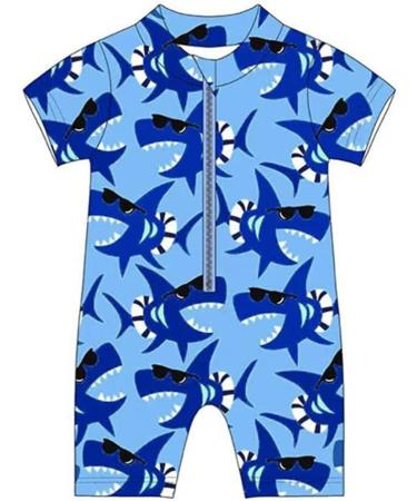 PythJooh Baby Boy Swimsuit Rash Guard Shark Print One Piece Swimwear - Blue Shark (1-2 Years) - Buy Online on SooperMarket.com