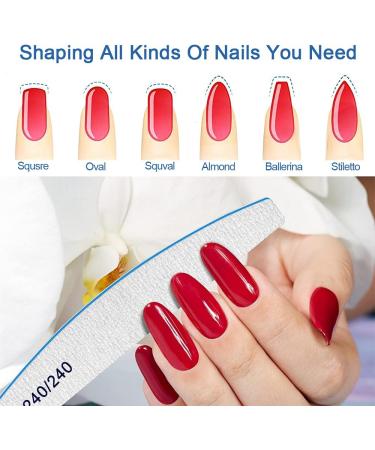 12 PCS Professional Nail File - 240/240 Grit Emery Boards for Natural Nails - Washable Fine Grit Manicure Tools for Home and Salon Use - Buy Online on SooperMarket.com