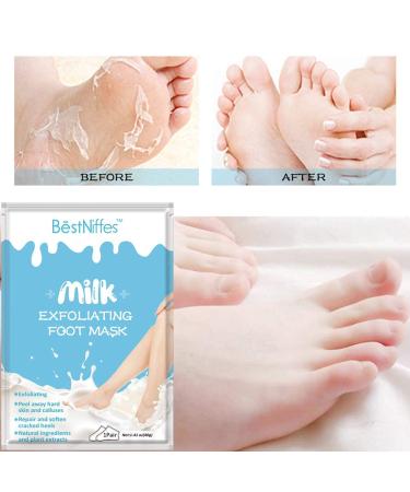 Foot Peeling Mask - 5 Pairs | Natural Exfoliator for Baby Soft Feet | Pain-Free Corn Remover for Women & Men (Milk) - Buy Online on SooperMarket.com
