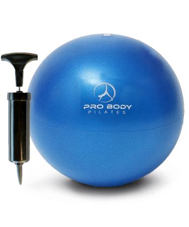 ProBody Pilates Mini Exercise Ball with Pump - 9 Inch Small Bender Ball for Stability, Barre, Pilates, Yoga, Balance, Core Training, Stretching and Physical Therapy with Workout Guide Blue