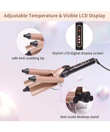 5 in 1 Hair Curling Iron Set - Interchangeable Wands Fast Heat Up Adjustable Temp Includes Gloves & Clips - Perfect Curly Hairstyle - Buy Online on SooperMarket.com