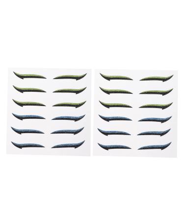NOLITOY 12 Pairs Glitter Eyeliner Makeup Stickers Green Tape Double Eyelid Strips Skin Patch Flash Miss