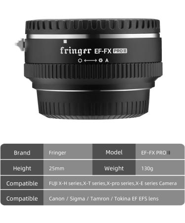 Fringer EF-FX PRO II Canon EF to Fuji X Adapter Autofocus Compatible for Fujifilm X-T4, X-T3, X-T2, X-T20, X-H1, X100V & More - Buy Online on SooperMarket.com
