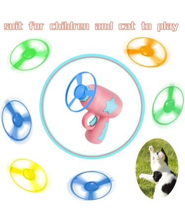 Colorful Flying Propeller Cat Toy Set with Launcher - Interactive Exercising and Training Discs for Hunting and Batting - Buy Online on SooperMarket.com