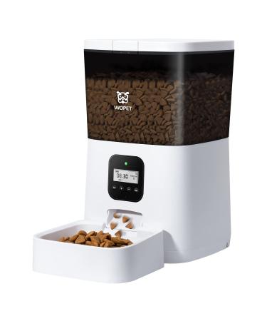 WOPET Automatic Cat Feeder,Timed Dog Feeder Pet Food Dispenser with Desiccant Bag for Dry Food,Programmable Portion Control & Voice Recorder for Small / Medium Pets White