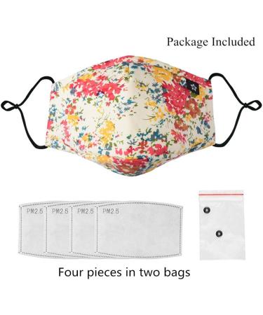 Novotel Face Mouth Cover Reusable Washable Cotton Half Cloth Face Adjustable Ear Loops Orange Flower - Buy Online on SooperMarket.com