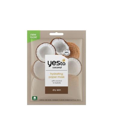 Yes To Coconut Hydrating Paper Mask with Coconut to Hydrate Dry Skin for Men Women and Teens No Paraben 3 Pack