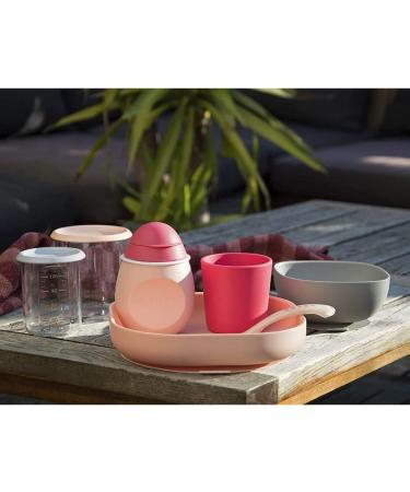 Baba Silicone Feeding Set - Plate, Bowl, Cup, Spoon - Strong Suction Pad - Pink - Baby & Children - 4 Piece Meal Set - Buy Online on SooperMarket.com