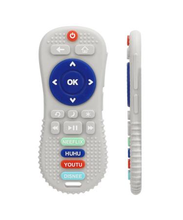 Baby Teether Toys Baby Chew Toys Baby Silicone TV Remote Teether Silicone Remote Teething Toys for Babies 3-18 Months (Cold Grey)