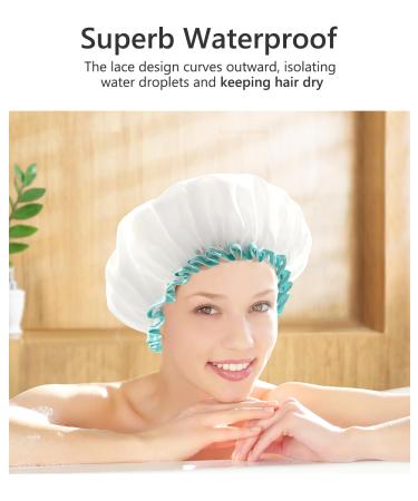 Mikimini Waterproof Shower Cap for Women & Girls - Reusable Washable Cute & Soft - Medium White (1 Pack) - Buy Online on SooperMarket.com
