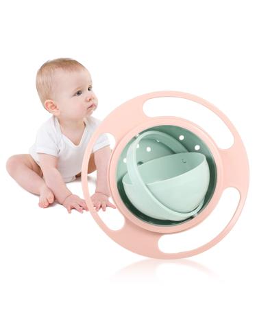 ueslwser 360 Degrees Gyro Bowl Unspillable Snack Toddler Bowl Universal Anti Spill Bowl Magic Bowl for Babies Kids Light Pink