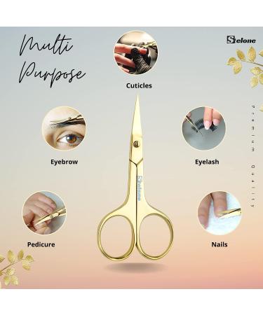 Stelone Professional Eyebrow Scissors - Small Curved Stainless Steel Beauty Scissor (Gold) - Buy Online on SooperMarket.com