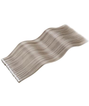 LAAVOO Tape-In Extensions | 60cm Real Hair | Ash Blonde & Platinum Blonde #18/613 | 20 Pieces 50g | Smooth Quality - Buy Online on SooperMarket.com