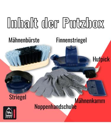 PFIFF 100576 Children's Grooming Box - 6-Piece Horse Care Kit in Blue | International Shipping Available - Buy Online on SooperMarket.com