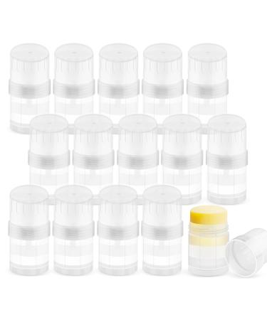 15 Pack 1 oz Plastic Deodorant Containers Empty Small Round Twist-Up Solid Stick Tube Container for Homemade Deodorant Shaving Soap Stick Heel Lip Balm Solid Lotion Bars-Top Filling Clear