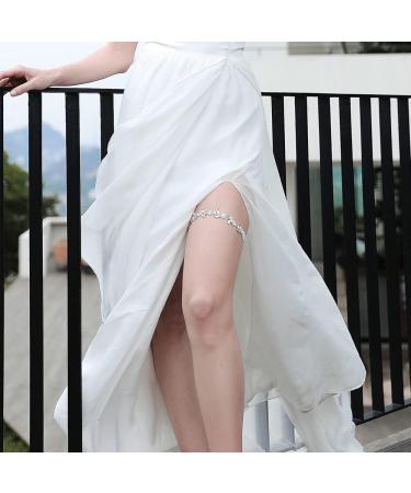 BETHYNAS Shiny Wedding Bridal Garter - Handmade Gemstone Thigh Chain for Brides - Stretchy Thigh Belt for Women (Style 2) - Buy Online on SooperMarket.com